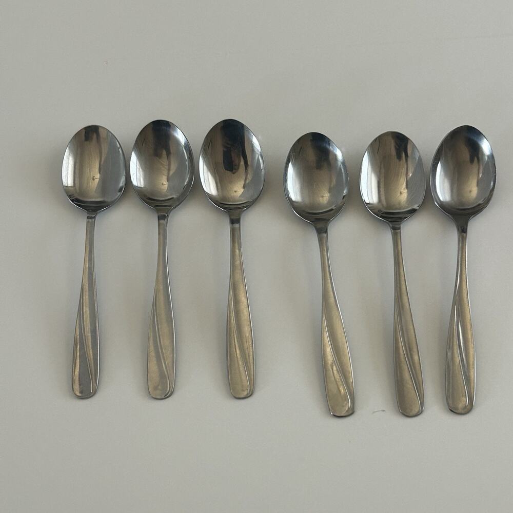 CG Flatware Tea Spoons Cg5 Pattern Glossy Stainless Japan Vintage Set of 6